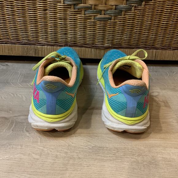 Hoka One One Clifton 9 Running Shoes Mens 13 D Teal Lime Green 1127895 CEPR 2023 main image 5